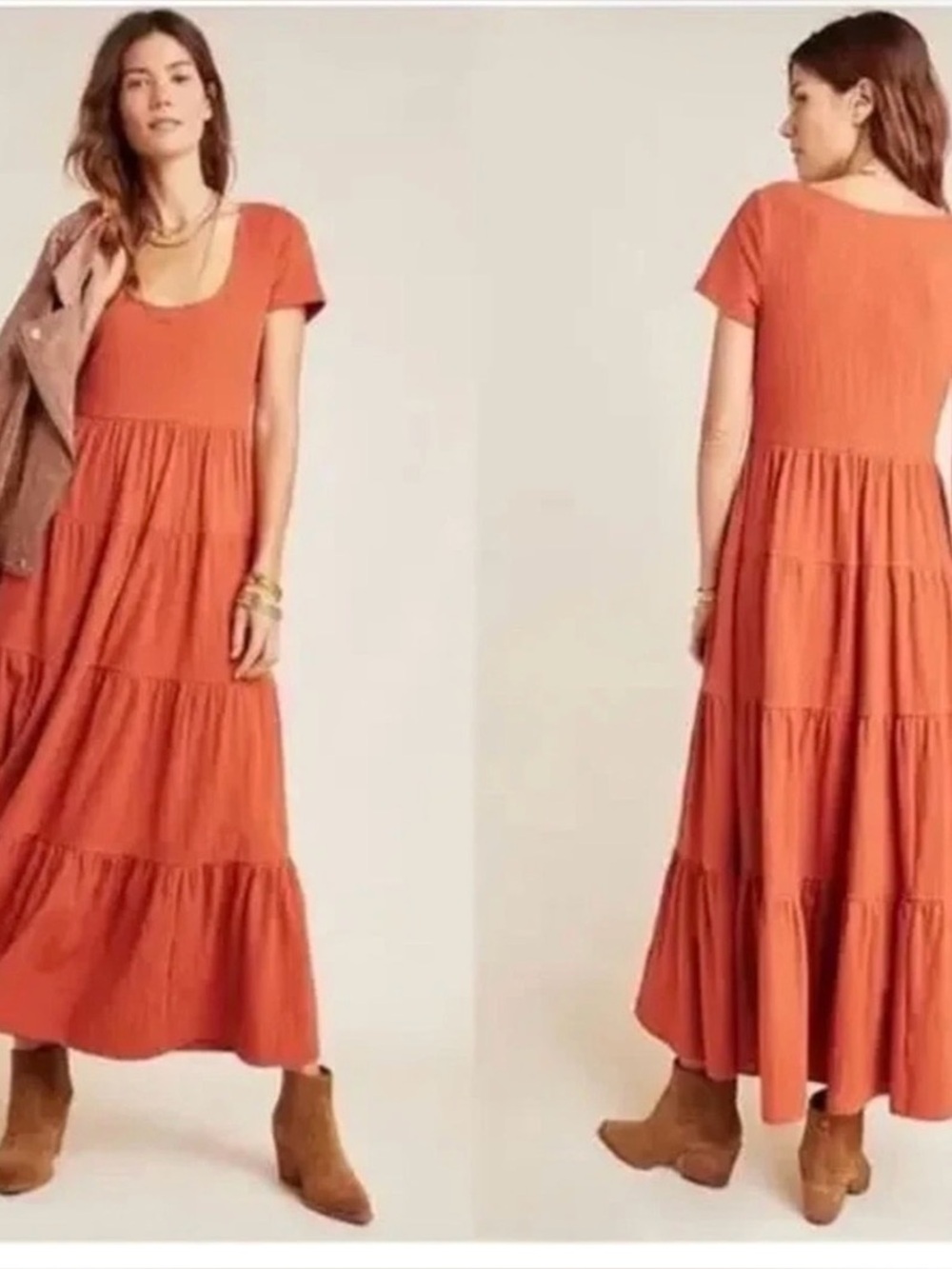 Maeve Gillian Tiered Maxi Dress Anthropologie Cotton XL